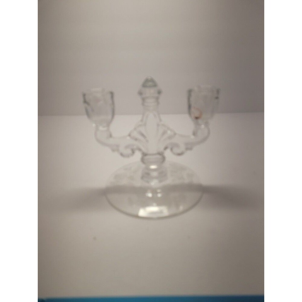 VTG Heisey Double light Candlestick Holder Clear Glass Excellent Condition